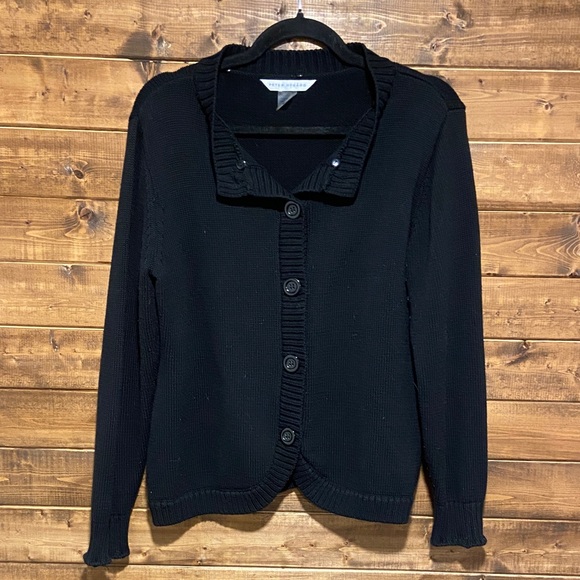 Peter Nygard Faux Fur Trim Black Cardigan | Detachable Fur | Size S - Picture 10 of 12